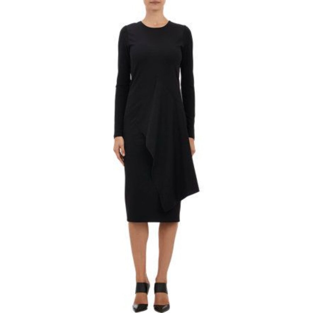 Protagonist Chic LBD Classic Black Long Sleeve Midi Dress, Size 10